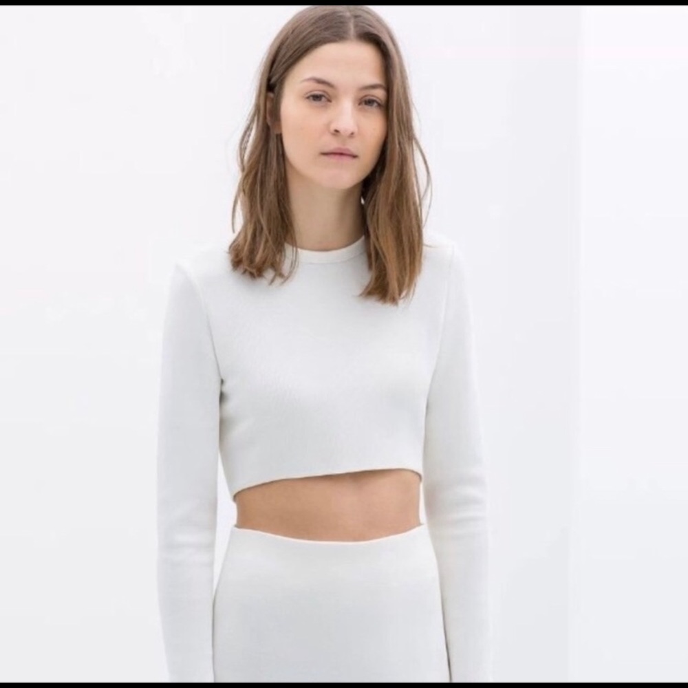 Zara White midi skirt.  Size XS